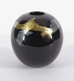 Martha Henry, Gold and Silver Trim Vase, glass