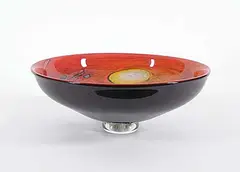 Morna Tudor, Footed Bowl with Colourful Interior, 1995, glass