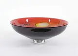 Morna Tudor, Footed Bowl with Colourful Interior, 1995, glass