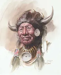 Harley W. Brown, Walking Buffalo, Stony, gouache on paper