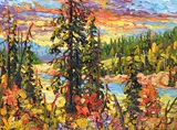 Peace Country Sunset by Rod Charlesworth, oil on wood board, sold Apr 2015