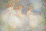 Charles de Belle, Untitled - Women in the Garden, mixed media on paper board