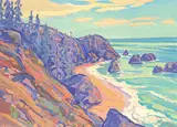 William Duma, Coastal Waters, oil on canvas board