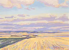 Fields and Clouds by William Duma, oil on canvas board, sold Apr 2015