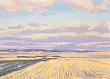 William Duma, Fields and Clouds, oil on canvas board