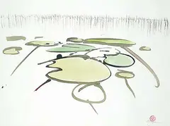 Edward William Godwin, Wild Rice, Lily Pads #2, watercolour on paper