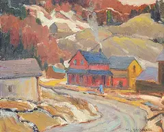 William John Hopkinson, Haliburton Village, Early Spring, 1944, oil on canvas board