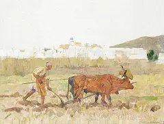 James Kerr-Lawson, Untitled - Plowing the Field, oil on canvas