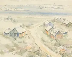 Janet Mitchell, Untitled - View of the Harbour, watercolour on paper