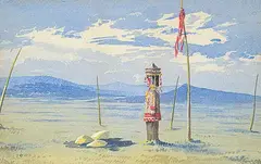 Neison, Untitled - Indian Figure on the Prairies, watercolour on paper