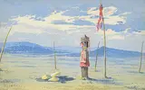 Neison, Untitled - Indian Figure on the Prairies, watercolour on paper