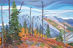 Ann Y. Perodeau, Seeking Mist Mtn., oil on wood board