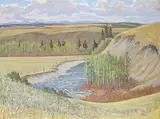 John Davenall Turner, Jumping Pound Creek, oil on wood board