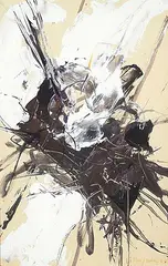 Suzanne Bergeron, Untitled - Black and White Abstract, 1964, gouache on paper