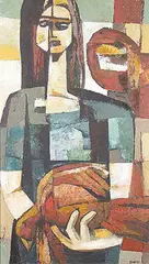 Katie von der Ohe, The Bird is Dead, 1958, oil on wood board