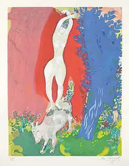 Marc Chagall, Femme de Cirque [Circus Woman] #148/150, 1960, colour lithograph on paper