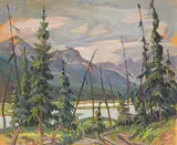 Dorothy P. Barnhouse, Sunwapta River, oil on board