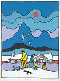 Ted Harrison, Wild Geese #9/150, 1981, colour silkscreen on paper