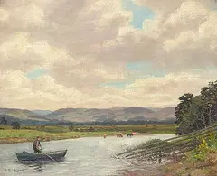 James MacLaren, Untitled - The Fisherman in a Boat, 1896, oil on canvas board