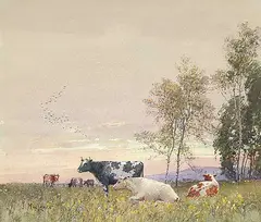 James MacLaren, Peaceful Pastures Lambhill, watercolour on paper