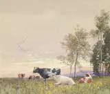 James MacLaren, Peaceful Pastures Lambhill, watercolour on paper