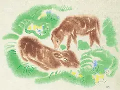 The Calves by Francis Douglas Motter, 1953, watercolour on paper, sold Apr 2015