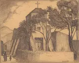 William Howard Shushter, San Miguel Church #100, 1923, etching on paper