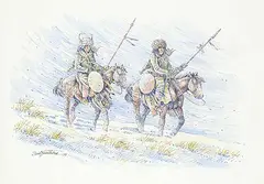 Gerald T. Tailfeathers, Snowstorm, 1974, watercolour and ink on paper
