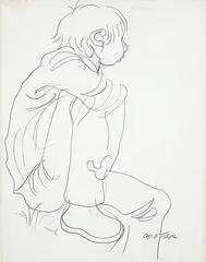 William Arthur Winter, Untitled - Seated Boy, graphite on paper