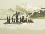 George Weber, Rock Isle Lake, Sunshine, Banff #44/50, 1969, colour silkscreen on paper