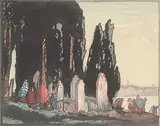 Yoshijuro Urushibara, The Resting Place, 1924, colour wood block on paper