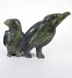 Kiugak Ashoona, Untitled - Two Birds, green stone carving