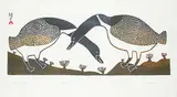 Etidlooie Etidlooie, Geese Feeding #50/50, 1970, colour stonecut on paper