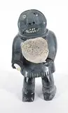 Max Kamimalik, Man Drum Dancing, 1990, green stone carving with bone