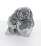 Lucassie Nutaraluk, Untitled - Ice Fishing, grey stone carving