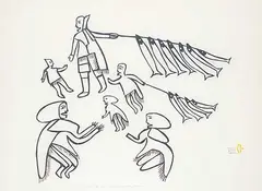 Jessie Oonark, Drying Fish #38/50, 1970, colour relief print on paper