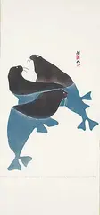 Sheouak Petaulassie, Three Walrus #40/50, 1960, colour silkscreen on paper