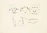 Pitseolak Ashoona, Untitled - Offerings to the Spirits #47/50, 1962, etching on paper
