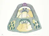 Pitseolak Ashoona, Walrus and Narwhale [sic] #3/50, 1983, colour lithograph on paper
