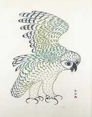 Kananginak Pootoogook, Keegavik #88/100, 1973, colour stonecut on paper