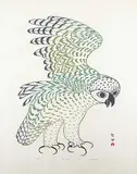 Kananginak Pootoogook, Keegavik #88/100, 1973, colour stonecut on paper