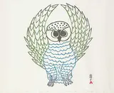 Napachie Pootoogook, Owl #6/50, 1969, colour stonecut on paper