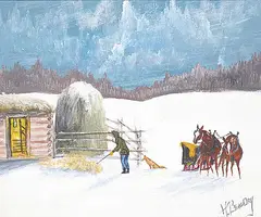 Henry Beaudry, Untitled - Daily Chores, acrylic on canvas board