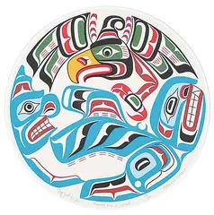 Jr. Hunt, Thunder Bird and Whale #199/200, 2001, colour silkscreen on paper