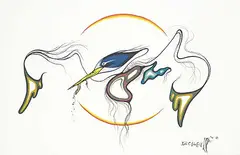 Ivan C. Lonechild, Untitled - Kingfisher, 1996, colour silkscreen on paper
