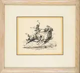 Gerald T. Tailfeathers, Untitled - Conflict, 1959, ink on paper