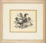 Gerald T. Tailfeathers, Untitled - The Hunt, 1959, ink on paper