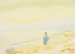 James Blomfield, Untitled - A Stroll Down the Beach [possibly Emily Carr], watercolour on paper
