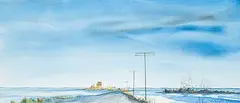 Cecil E. James, Untitled - Down the Road, 1964, watercolour on paper