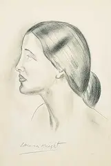 Laura Knight, Untitled - Profile of a Woman, graphite on paper